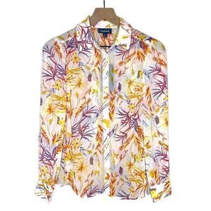 ModCloth Women’s Sheer Floral & Butterfly Print Button Front Blouse Size XS NWT